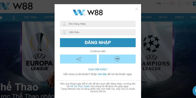 Đăng nhập W88 trên trang web bảo mật trong vài giây 